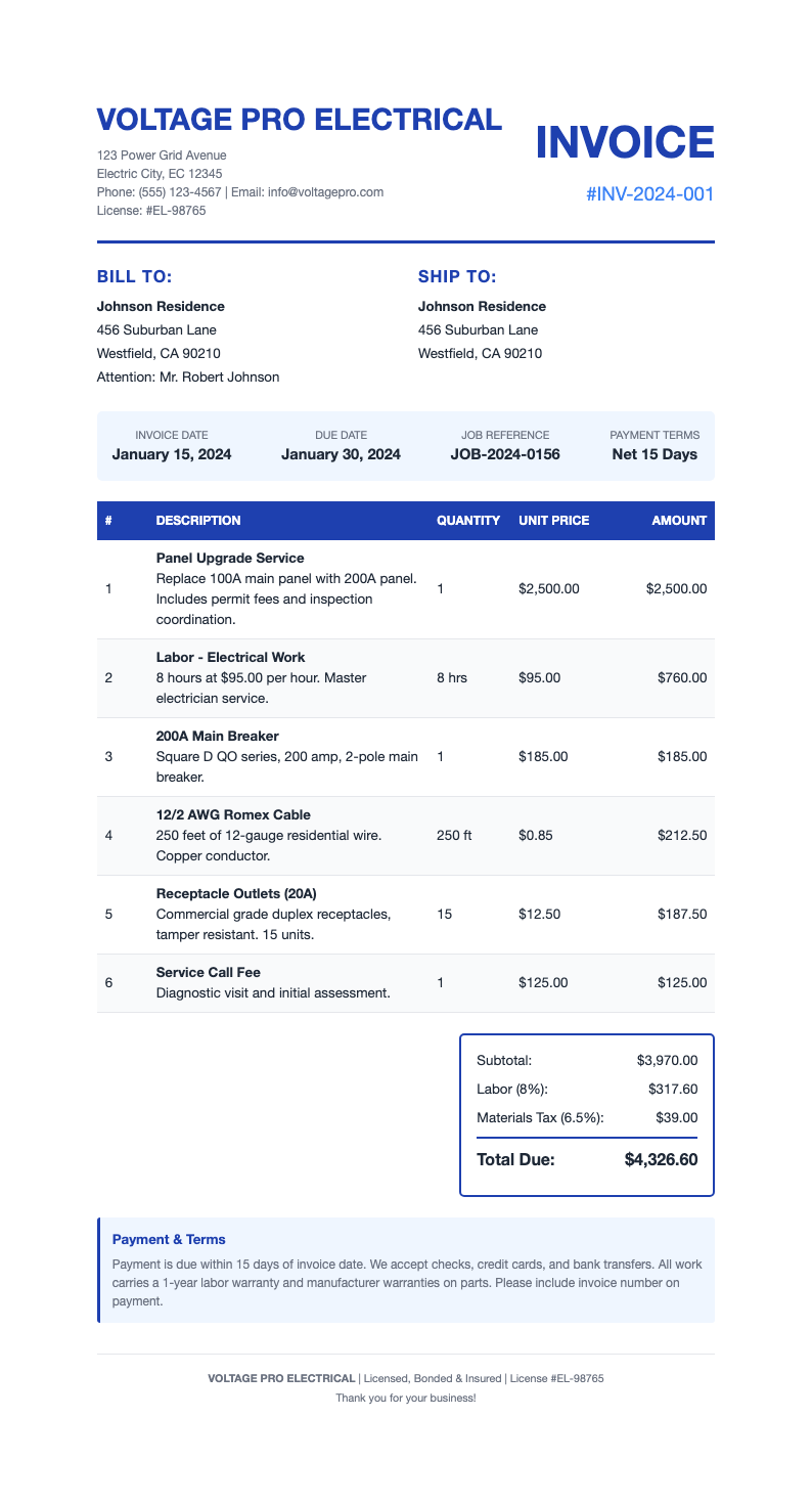 Professional Blue Invoice